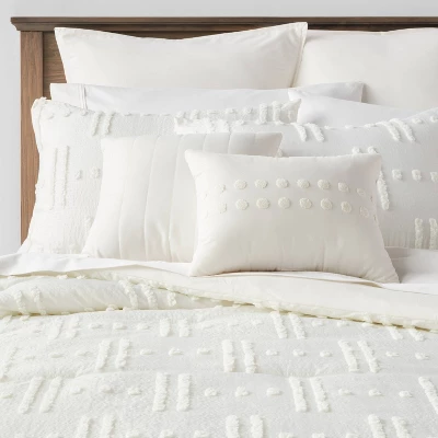 8pc Tufted Broken Stripe Comforter Bedding Set White - Threshold™ - Image 9