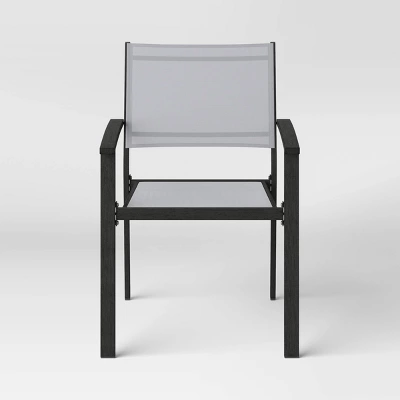 2pc Ryegate Weathered Teak Sling Outdoor Patio Dining Chairs Arm Chairs Gray - Threshold™ - Image 2