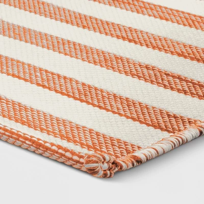 7'x10' Narrow Wornstripe Rectangular Woven Outdoor Area Rug Coral Orange - Threshold™ - Image 2