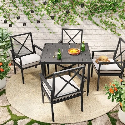 Searsburg Aluminum 4 Person Slat Top Square Patio Dining Table, Outdoor Furniture - Threshold™
