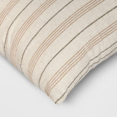 Cotton Flax Woven Striped Square Throw Pillow - Threshold™ - Image 3