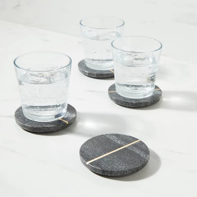 4pk Marble Coasters Gray - Threshold™