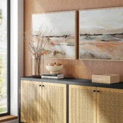 (Set Of 2) 24" X 30" Faded Landscape Framed Wall Canvases Natural - Threshold™