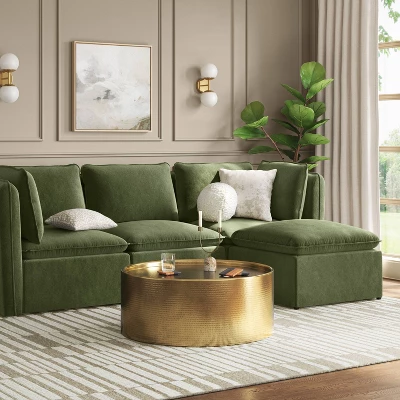 Haven Velvet Modular French Seam Sofa Chair Dark Green - Threshold™