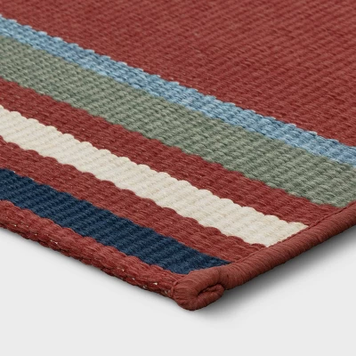 5'x7' Striped Outdoor Rug Red - Threshold™ - Image 2