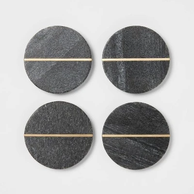 4pk Marble Coasters Gray - Threshold™ - Image 2