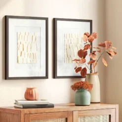 16" X 20" 2pk Random Stripes Framed Under Glass - Threshold™