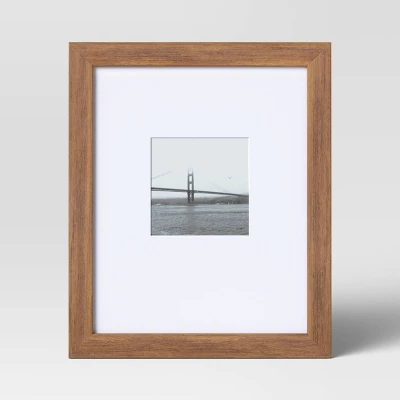 10.95" X 8.94" Matted To 4" X 4" Mid Tone Wood Single Image Frame Brown - Threshold™ - Image 2