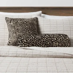 Bolster Jacquard Leopard Decorative Throw Pillow Black/Natural - Threshold™