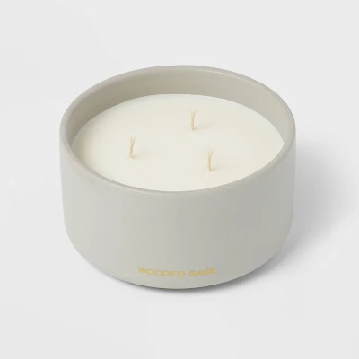 15oz Ceramic Jar 3-Wick Black Label Wooded Sage Candle - Threshold™ - Image 2