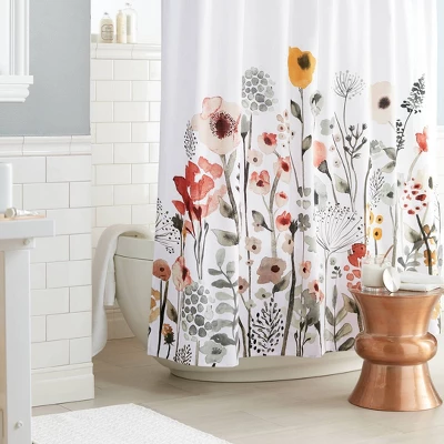 Floral Wave Shower Curtain White - Threshold™ - Image 2