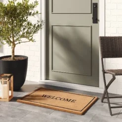 1'11x2'11" 'Welcome' Coir Doormat Black - Threshold™ Designed With Studio McGee