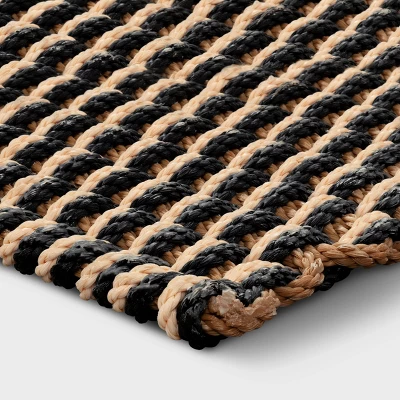1'6"x2'6" Rope Braided Basket Weave Doormat Black/Brown/Cream - Threshold™ - Image 3