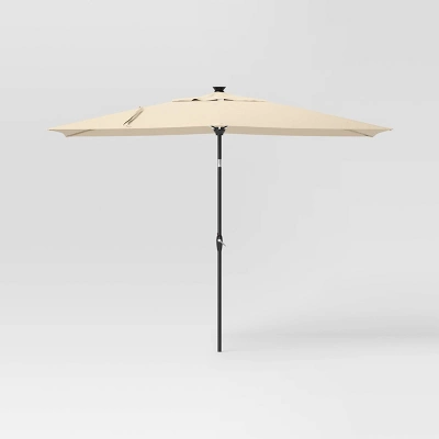10'x6' Rectangular Solar Market Patio Umbrella - Black Pole - Threshold™ - Image 8