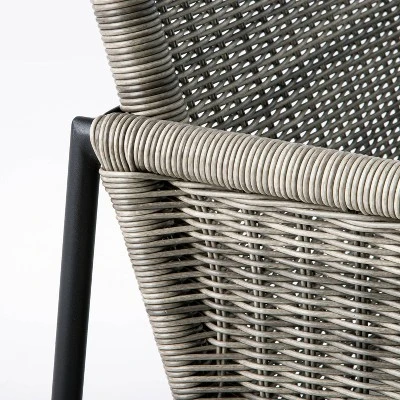 2pc Wicker & Metal X-Frame Outdoor Patio Chairs, Club Chairs Gray - Threshold™ Designed With Studio McGee - Image 4