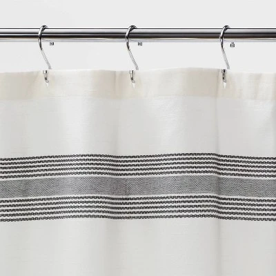 Striped Fringe Shower Curtain Off-White - Threshold™ - Image 2