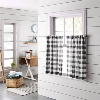 2pk 42"x36" Light Filtering Gingham Curtain Tiers Gray/White - Threshold™ - Image 2