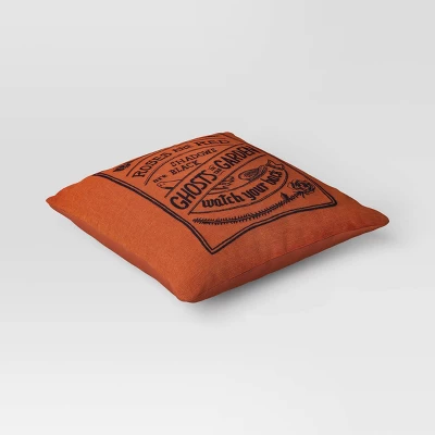Embroidered Ghosts In The Garden Square Halloween Throw Pillow Orange - Threshold™ - Image 2