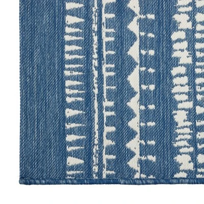 5' X 7' Fringe Outdoor Rug Blue Striped - Threshold™