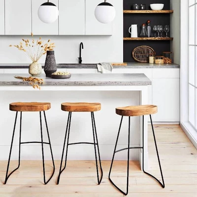 Hull Low Back Barstool Wood/Metal - Threshold - Image 3