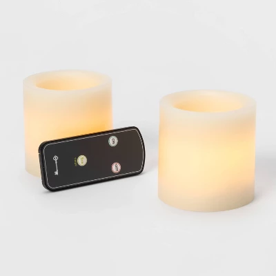 2pk 3" X 3" LED Flameless Black Wick Candle Cream - Threshold™ - Image 2