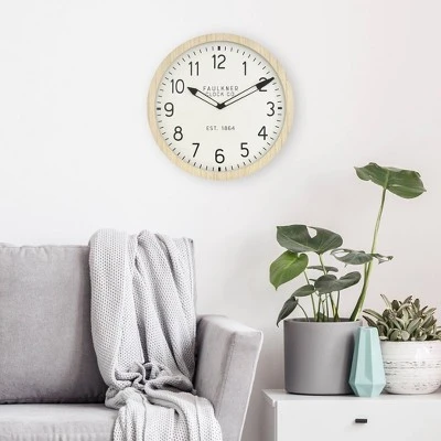 16" Wall Clock Wood - Threshold™ - Image 2