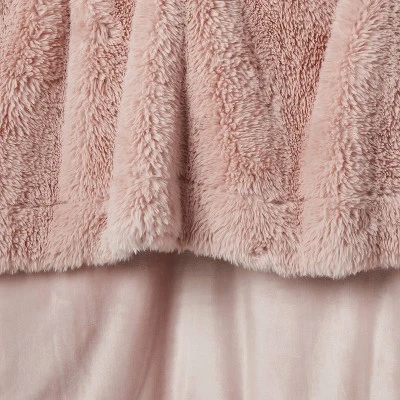 Long Faux Fur Throw Blanket Blush - Threshold™ - Image 3