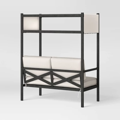 Ryegate 2pc 4' Mini Patio Daybed With Ottoman Weathered Teak - Threshold™ - Image 4