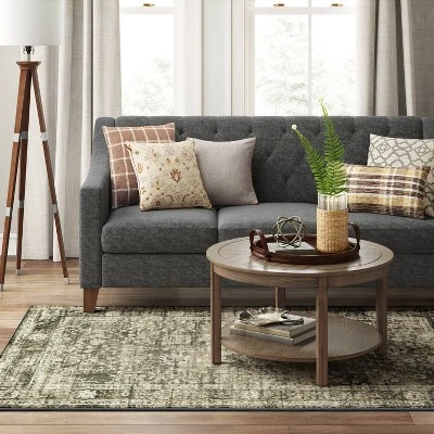 Floral Woven Area Rug Gray - Threshold™ - Image 2