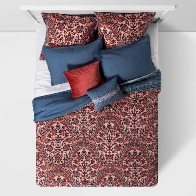 8pc Printed Paisley With Border Comforter Bedding Set Rose/Blue - Threshold™ - Image 2