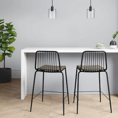 Set Of 2 Sodra Rounded Seat Wire Counter Height Barstool Black - Threshold™