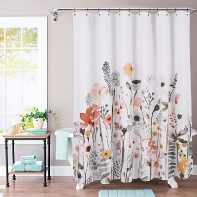 Floral Wave Shower Curtain White - Threshold™