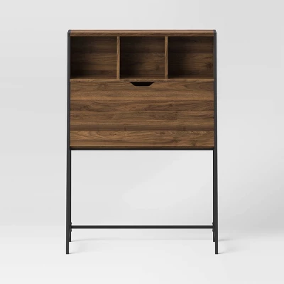 Loring Wood Secretary Desk With Hutch And Charging Station Walnut - Threshold™ - Image 2