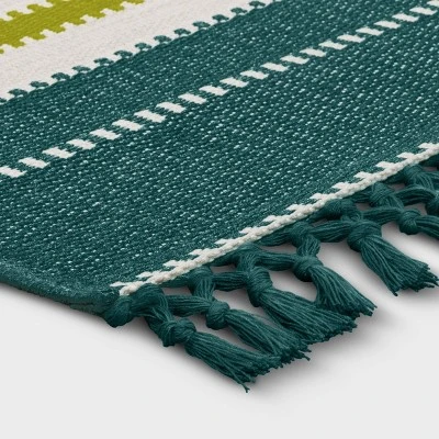 7'x10' Textural Stripe Rectangular Woven Outdoor Area Rug Light Green - Threshold™ - Image 2