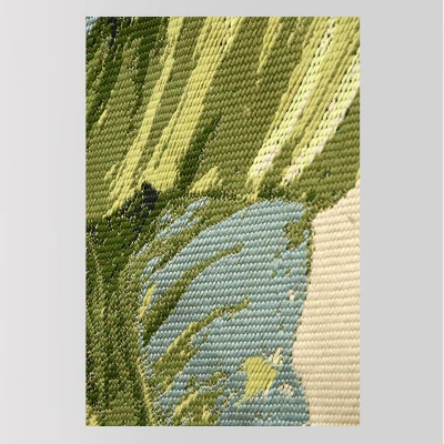 9'x12' Vacation Tropical Rectangular Woven Outdoor Area Rug Green - Threshold™ - Image 3