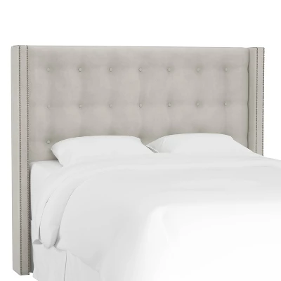 Nail Button Tufted Wingback Velvet Headboard - Skyline Furniture