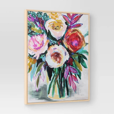 24" X 30" Colorful Floral Framed Canvas Natural - Threshold™ - Image 2