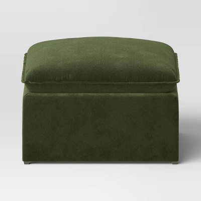 Haven Velvet Modular French Seam Sofa Ottoman Dark Green - Threshold™ - Image 2