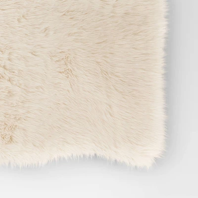 Faux Fur Pelt Throw Blanket Ivory - Threshold™ - Image 2
