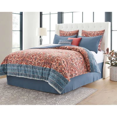 8pc Printed Paisley With Border Comforter Bedding Set Rose/Blue - Threshold™ - Image 5