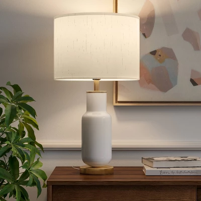 Large Assembled Tapered Glass Table Lamp (Includes LED Light Bulb) White - Threshold™ - Image 2