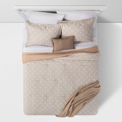 5pc Printed Geo Comforter Set Assorted Beiges - Threshold™ - Image 2