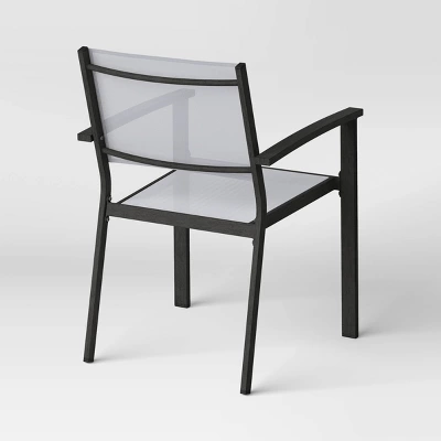 2pc Ryegate Weathered Teak Sling Outdoor Patio Dining Chairs Arm Chairs Gray - Threshold™ - Image 3