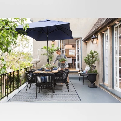 Pattern Stripe Outdoor Rug Blue - Threshold - Image 6