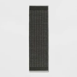 2'x7' Hand Woven Cotton/Wool Runner Black - Threshold™