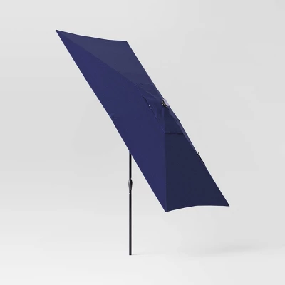 10'x6' Rectangular Solar Market Patio Umbrella - Black Pole - Threshold™ - Image 2