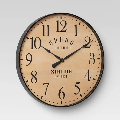26" Grand Central Station Wall Clock Tan/Black - Threshold™ - Image 2
