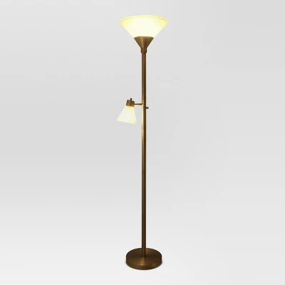 Mother Daughter Torchiere Floor Lamp With Glass Shade - Threshold™