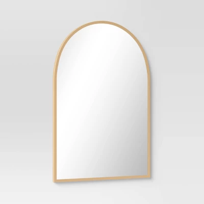20" X 30" Arched Metal Wall Mirror Brass - Threshold™ - Image 2