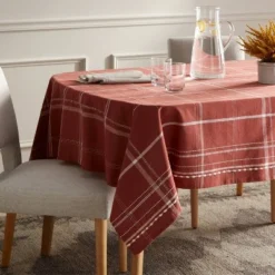60"x104" Tablecloth Rust Plaid - Threshold™